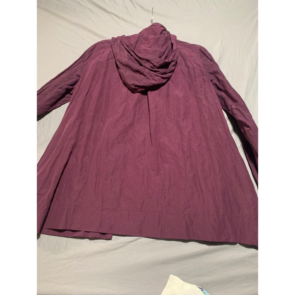 Eileen Fisher Womens Metallic Cotton Blend Hooded Jacket Purple Plum Medium - Picture 6 of 9